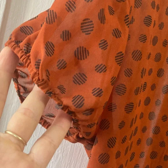 MINE  Sheer Orange Polka Dot Blouse - Picture 5 of 5